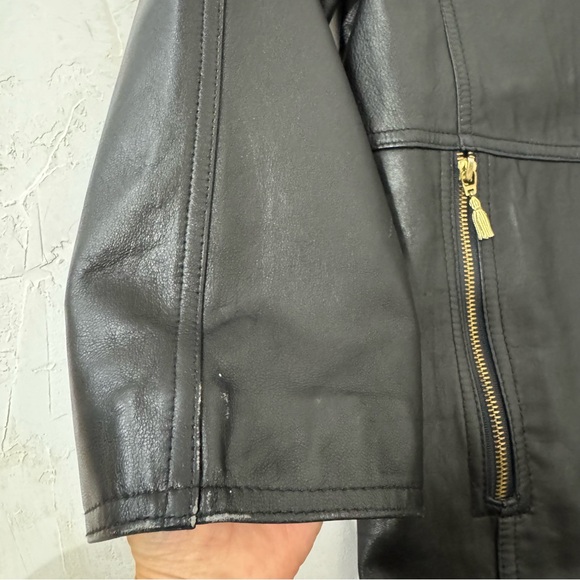 VINTAGE EVAN DAVIES GENUINE LEATHER COAT Size 12 | 100% Lambskin - Picture 11 of 14